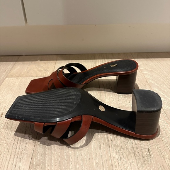 Zara Leather Heeled Sandals - Picture 3 of 4